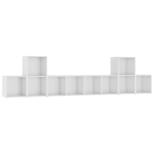 vidaXL 5 pcs conjunto de m&oacute;veis de TV contraplacado branco brilhante