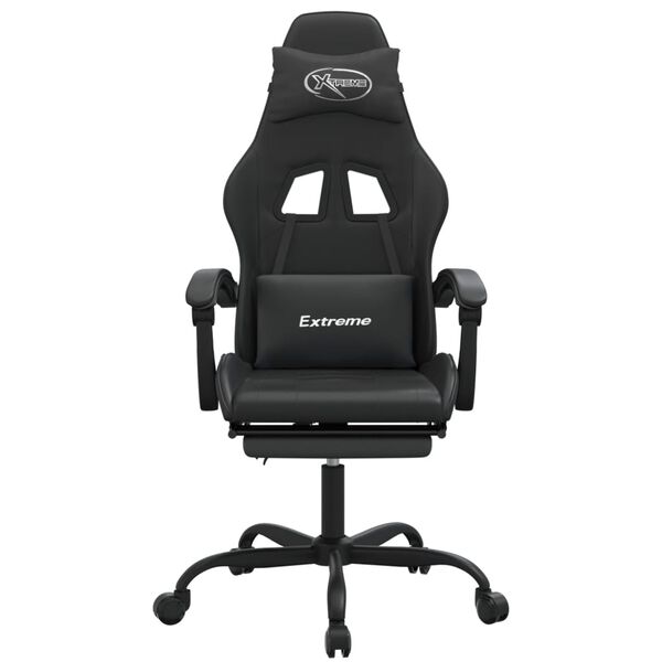 vidaXL Cadeira gaming c/ apoio p&eacute;s couro artificial preto