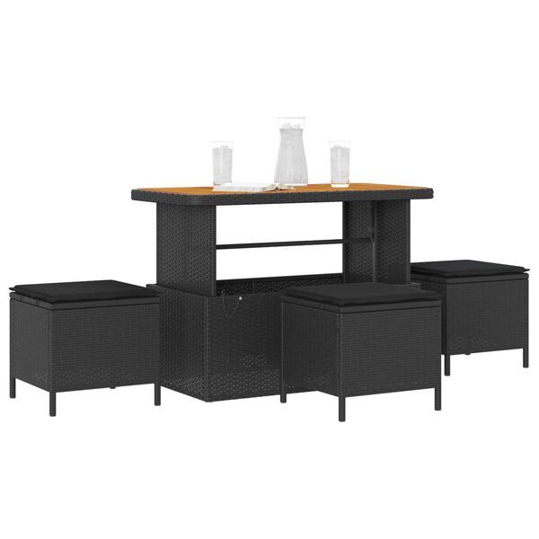 vidaXL Conjunto de Jantar para Jardim Preto Rattan Sintético