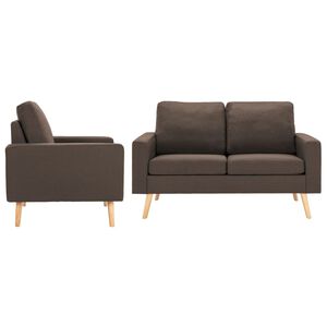 vidaXL 2 pcs conjunto de sof&aacute;s tecido castanho