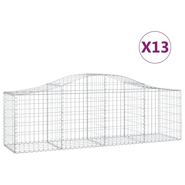 vidaXL Cestos gabião arqueados 13pcs 200x50x60/80 cm ferro galvanizado