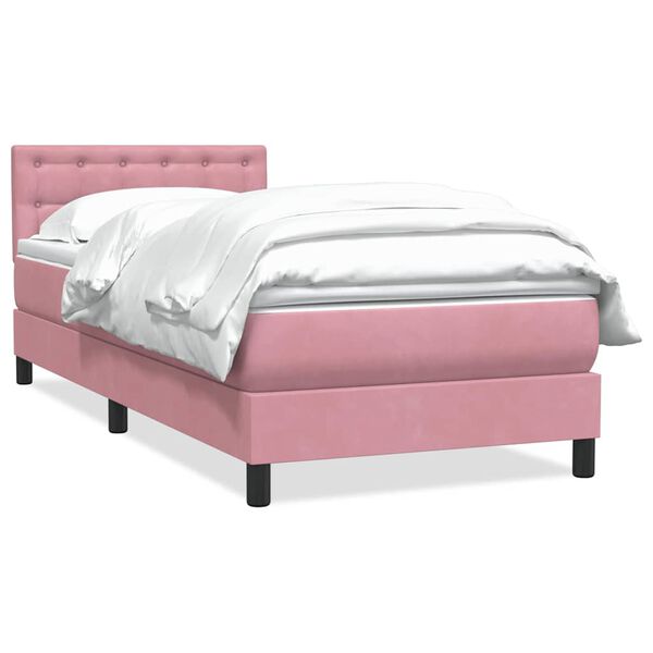 vidaXL Cama com molas/colch&atilde;o rosa 80x210 cm veludo