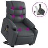 vidaXL Poltrona massagens reclin&aacute;vel elevat&oacute;ria couro artif. cinzento