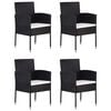 vidaXL 5 pcs conjunto de jantar para jardim vime PE preto
