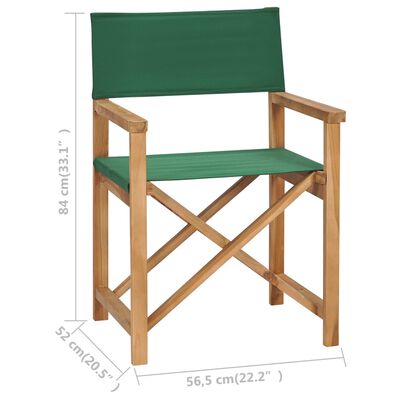 vidaXL Cadeira de realizador dobrável madeira de teca maciça verde