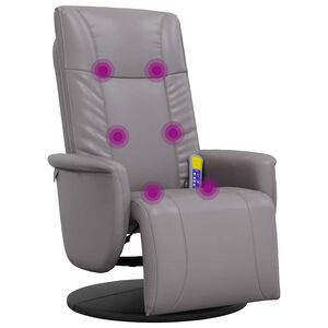vidaXL Cadeira massagens reclin&aacute;vel c/apoio p&eacute;s couro artificial cinza