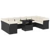 vidaXL 11 pcs conjunto sof&aacute;s de jardim c/ almofad&otilde;es vime PE preto