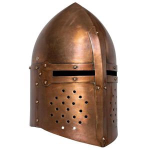 vidaXL Capacete de cavaleiro medieval r&eacute;plica LARP a&ccedil;o cobre