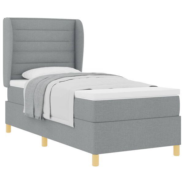 vidaXL Cama Box Springs com Colch&atilde;o Cinza Escuro 90x190 cm 90 x 190 cm