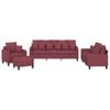 vidaXL 4 pcs conjunto de sof&aacute;s com almofadas tecido vermelho-tinto
