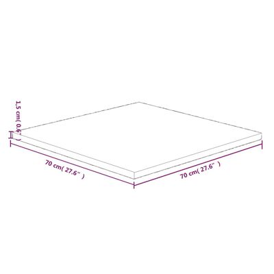 vidaXL Tampo de mesa quadrado 70x70x1,5 cm carvalho maciço não tratado