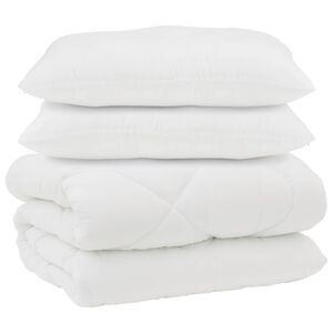 vidaXL Duvet com Travesseiros 3 pcs Branco Microfibra e Penas de Ganso