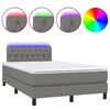 vidaXL Cama box spring c/ colch&atilde;o e LED 120x190 cm tecido cinza-escuro