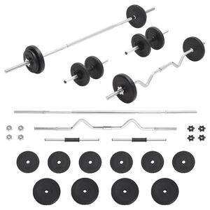 vidaXL Conjunto de barras e discos 30 Kg