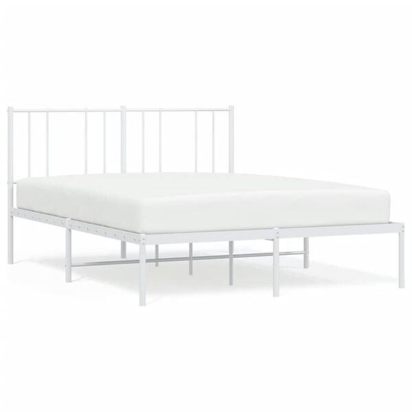 vidaXL Estrutura de cama com cabeceira 140x190 cm metal branco