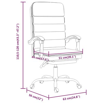 vidaXL Cadeira escritório massagens reclinável couro artificial rosa