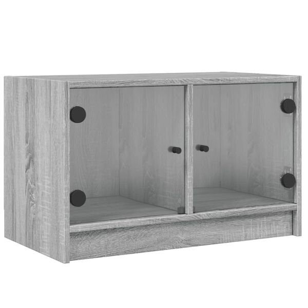 vidaXL Móvel de TV c/ portas de vidro 68x37x42 cm cinza sonoma