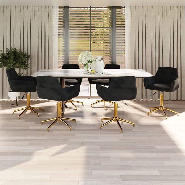 vidaXL Cadeiras de jantar girat&oacute;rias 6 pcs veludo preto