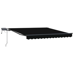 vidaXL Toldo Retr&aacute;til com luzes de tira LED Preto 300 x 250 cm tecido