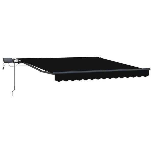 vidaXL Toldo Retr&aacute;til com luzes de tira LED Preto 300 x 250 cm tecido