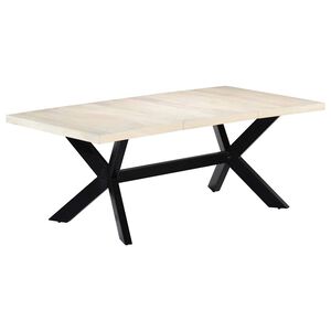 vidaXL Mesa de jantar 200x100x75 cm madeira de mangueira maci&ccedil;a branco