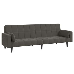 vidaXL Sof&aacute;-cama 2 lugares com duas almofadas veludo cinzento-escuro