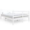 vidaXL Estrutura de cama casal 135x190 cm madeira maci&ccedil;a branco