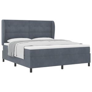 vidaXL Cama Box com colch&atilde;o Cinza Escuro 200 x 180 cm Poli&eacute;ster