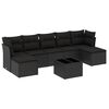 vidaXL 8 pcs conjunto sof&aacute;s de jardim com almofad&otilde;es vime PE preto