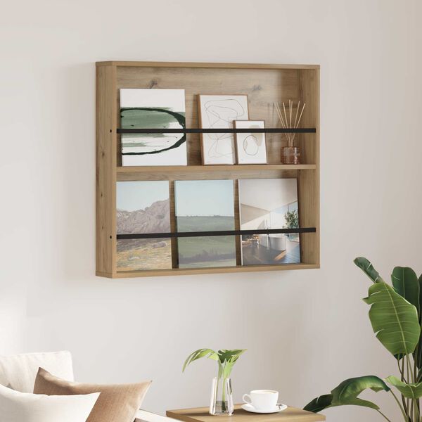 vidaXL Estante de Revistas Carvalho Artesanal 80 x 12 x 70 cm