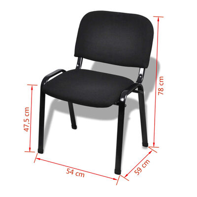 vidaXL Cadeiras de escritório empilháveis, ​​4 pcs, tecido preto