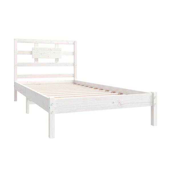 vidaXL Estrutura de cama 90x200 cm madeira maciça branco