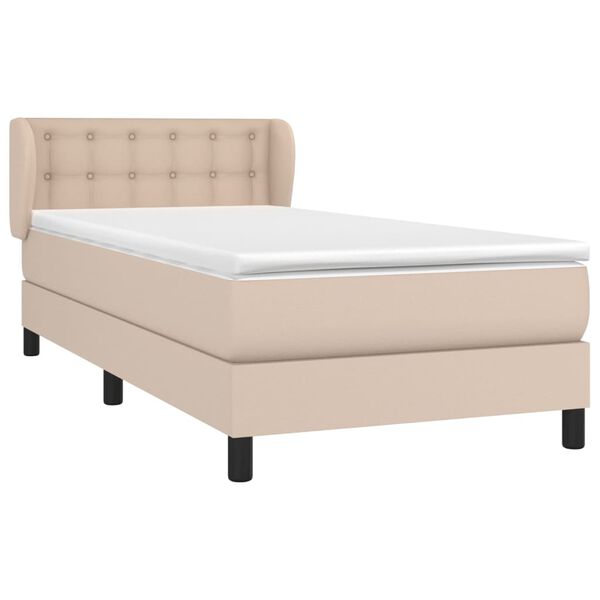 vidaXL Cama com molas/colch&atilde;o 90x200 cm couro artificial cappuccino
