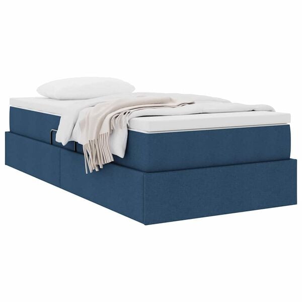 vidaXL Cama com arruma&ccedil;&atilde;o e colch&atilde;o Azul 90 x 200 cm Poli&eacute;ster