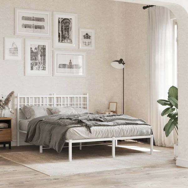vidaXL Estrutura de cama com cabeceira 120x190 cm metal branco