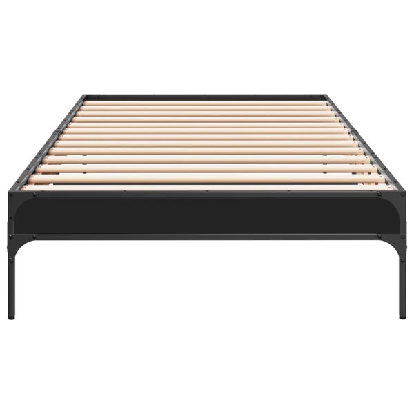 vidaXL Estrutura de cama 90x190 cm derivados de madeira e metal preto