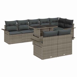 vidaXL Conjunto de Sof&aacute; de Jardim 9 pcs Cinzeto Rattan Sint&eacute;tico