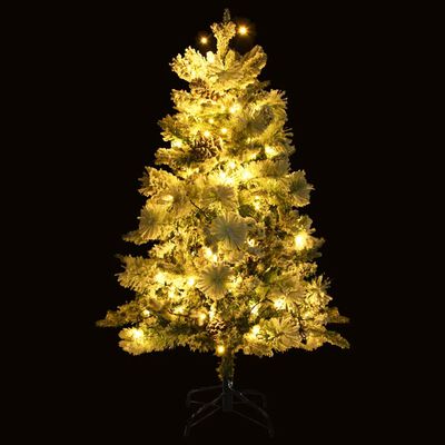 vidaXL Árvore de Natal pré-iluminada c/ flocos neve e pinhas PVC/PE