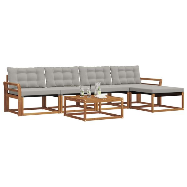 vidaXL Conjunto de Sof&aacute;s para Exterior 6 pcs Cinza Natural e Claro