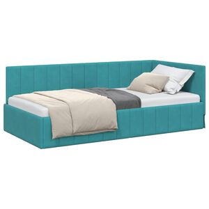 vidaXL Estrutura de Cama de Canto Turquesa 90 cm x 190 cm Veludo