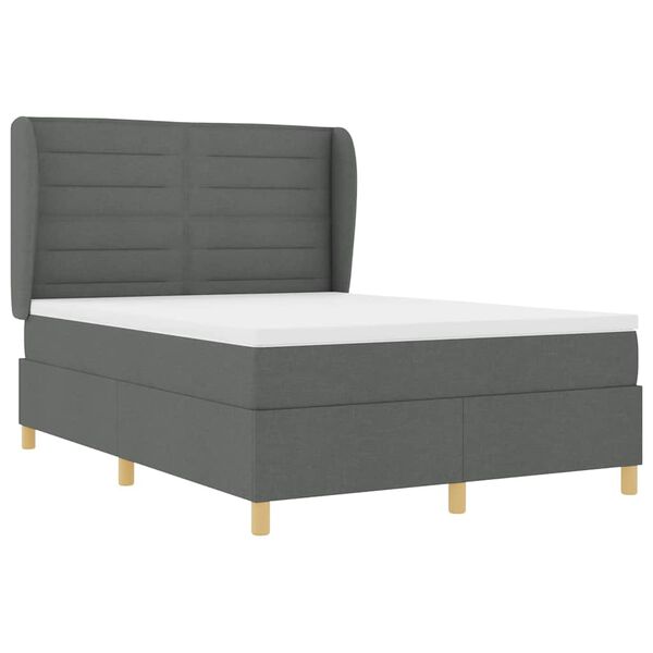vidaXL Cama Box Springs com Colch&atilde;o Cinza Escuro 90x190 cm tecido
