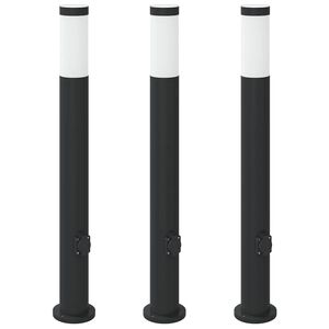 vidaXL Conjunto de 3 postes de ilumina&ccedil;&atilde;o com tomada, 80 cm, a&ccedil;o inoxid&aacute;vel, IP44