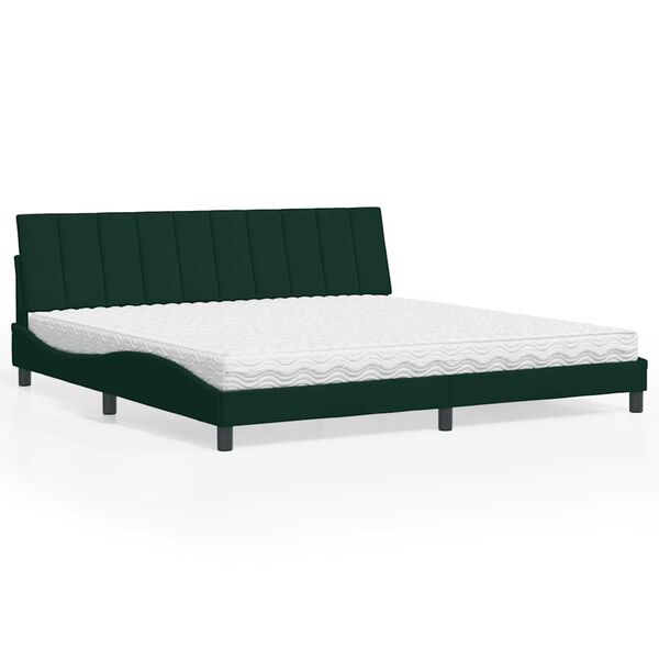 vidaXL Cama com colch&atilde;o Hanko 200x200 cm veludo verde-escuro
