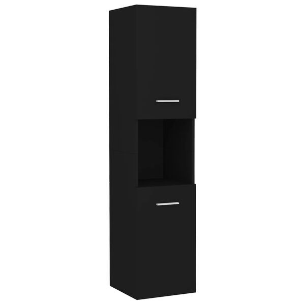 vidaXL Conjunto de m&oacute;veis de casa de banho contraplacado preto