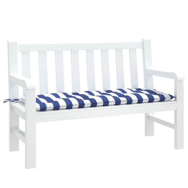 vidaXL Almofadão p/ banco jardim 120x50x7 cm tecido riscas azul/branco