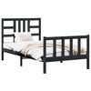 vidaXL Estrutura de cama com cabeceira 100x200 cm madeira maci&ccedil;a preto