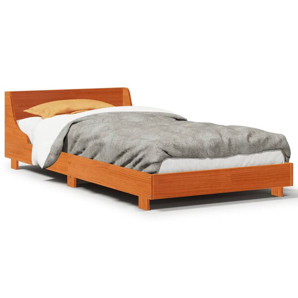 vidaXL Cama sem colchão 75x190 cm madeira de pinho maciça castanho-mel