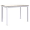vidaXL Mesa jantar 114x71x75cm madeira seringueira branco e castanho