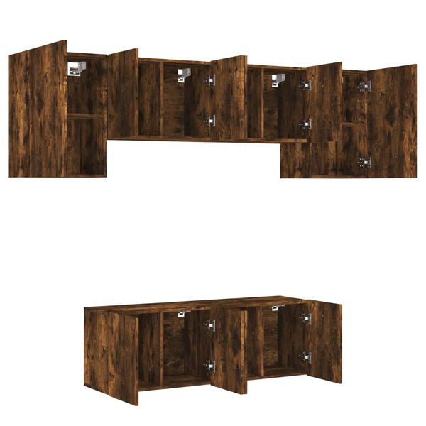 vidaXL 6 pcs m&oacute;veis de parede p/ TV derivados madeira carvalho fumado