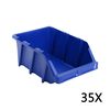 vidaXL Caixas de arruma&ccedil;&atilde;o empilh&aacute;veis 35 pcs 218x360x156 mm azul